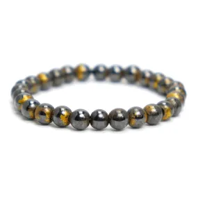 Gold Leafed Magnetic Hematite Stretch Bracelet 8mm