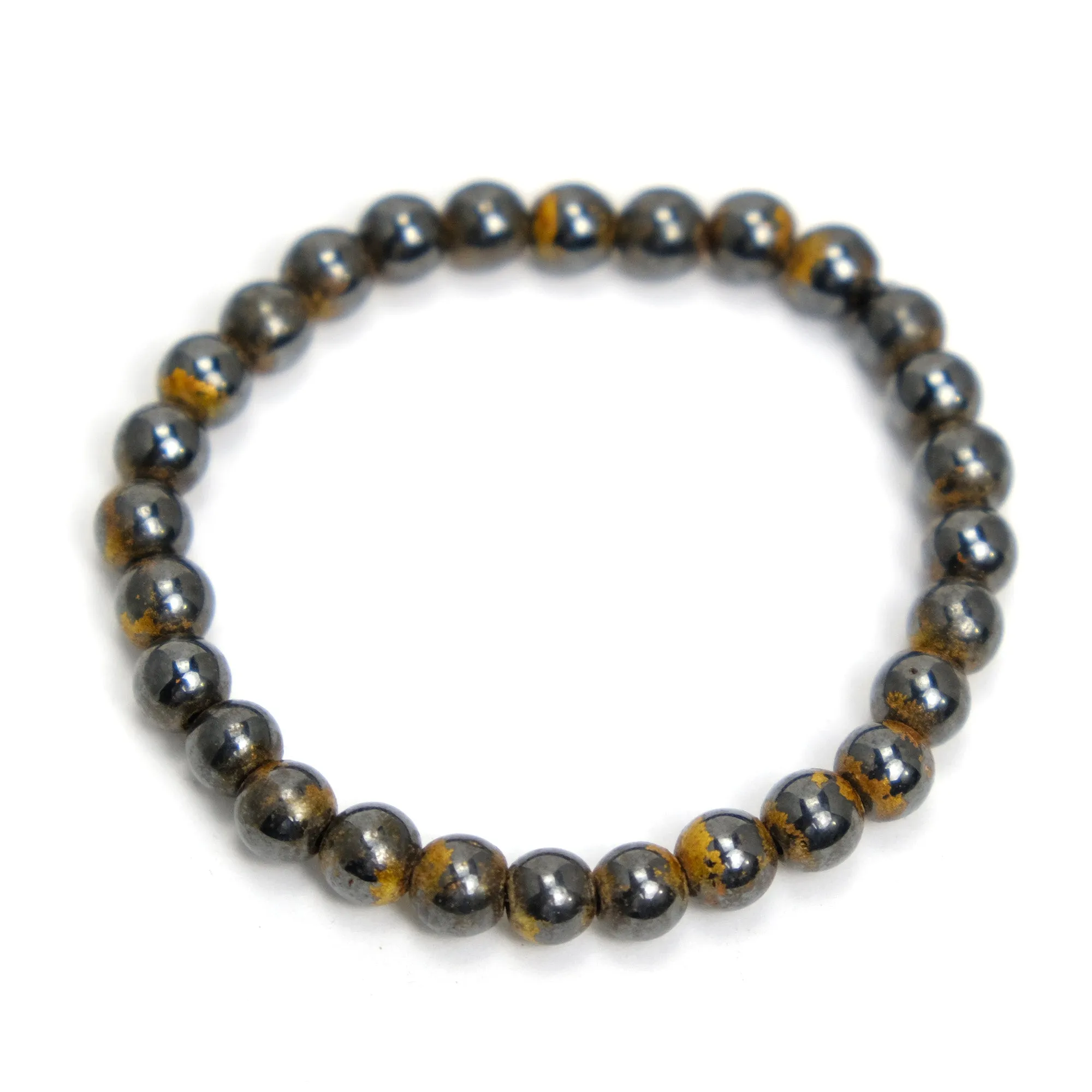 Gold Leafed Magnetic Hematite Stretch Bracelet 8mm
