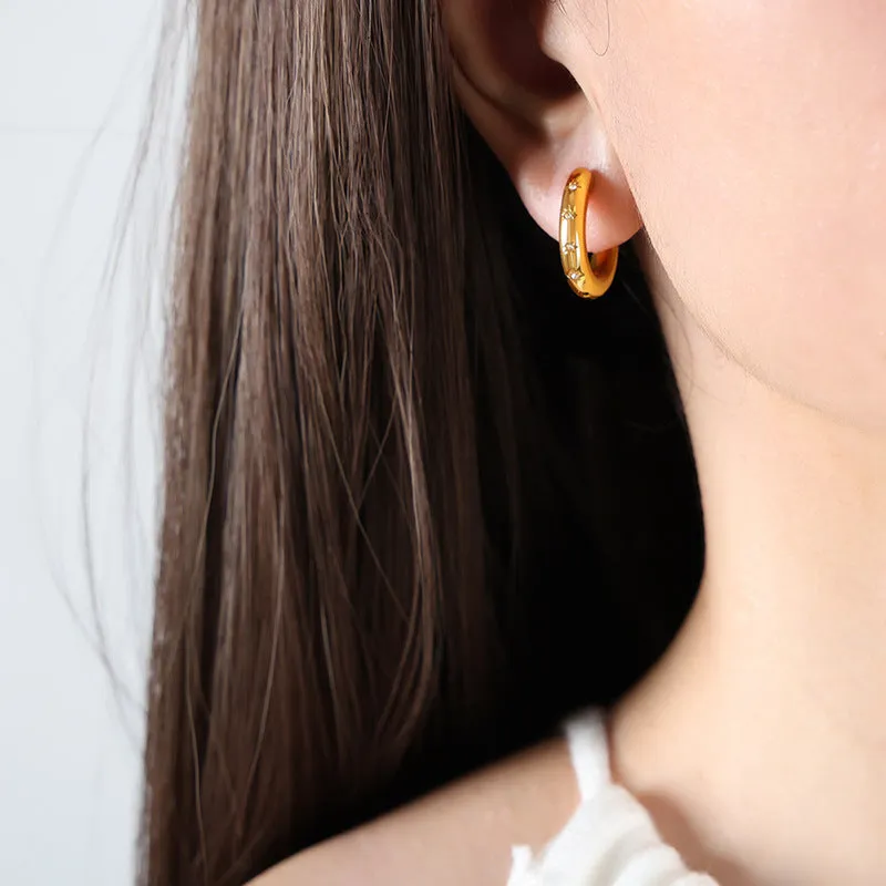 Gold-Plated Cross-Border Earrings with Zircon Inlay