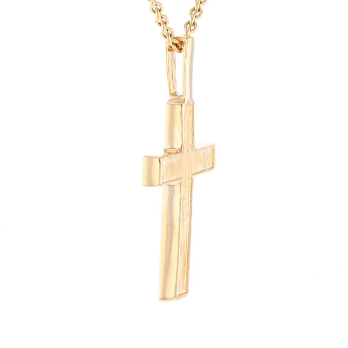 Gold Quartz Necklace 3 Section Inlaid Cross Pendant