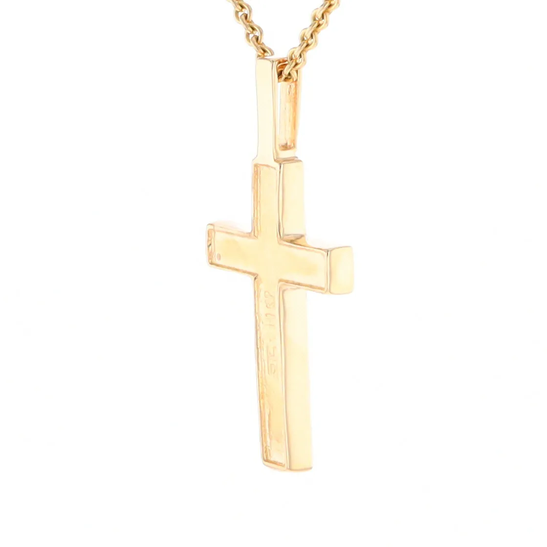 Gold Quartz Necklace 3 Section Inlaid Cross Pendant