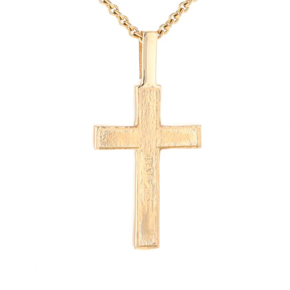 Gold Quartz Necklace 3 Section Inlaid Cross Pendant
