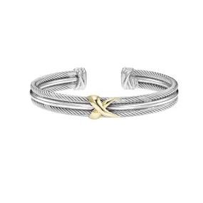Gold   Silver 8Mm Cuff Bangle