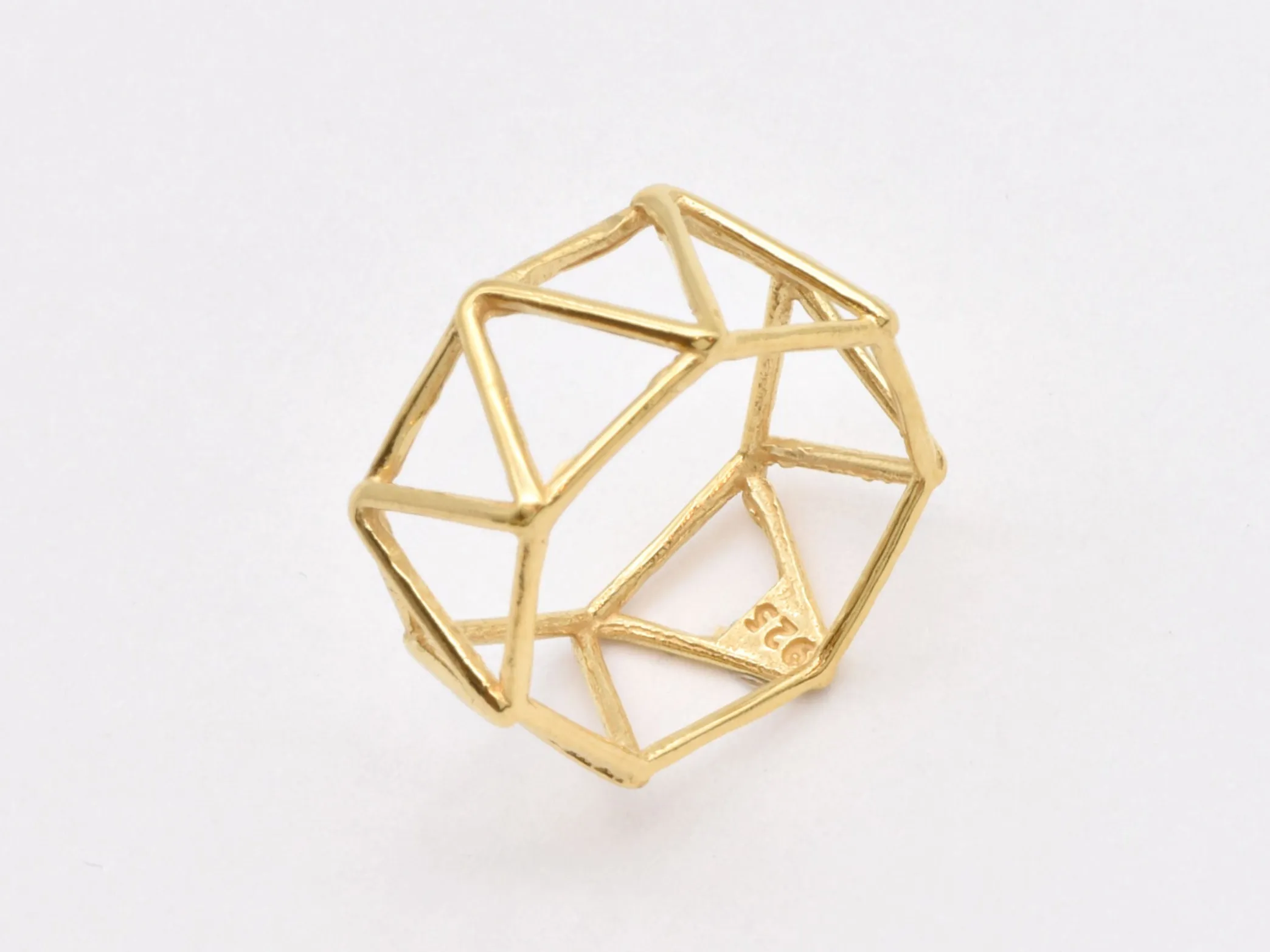 Gold Triangle Ring - Geometric Triangular Ring - Vintage Pattern Ring