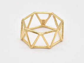 Gold Triangle Ring - Geometric Triangular Ring - Vintage Pattern Ring