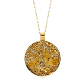 Gold Vermeil Amber X Large Tree of Life Pendant