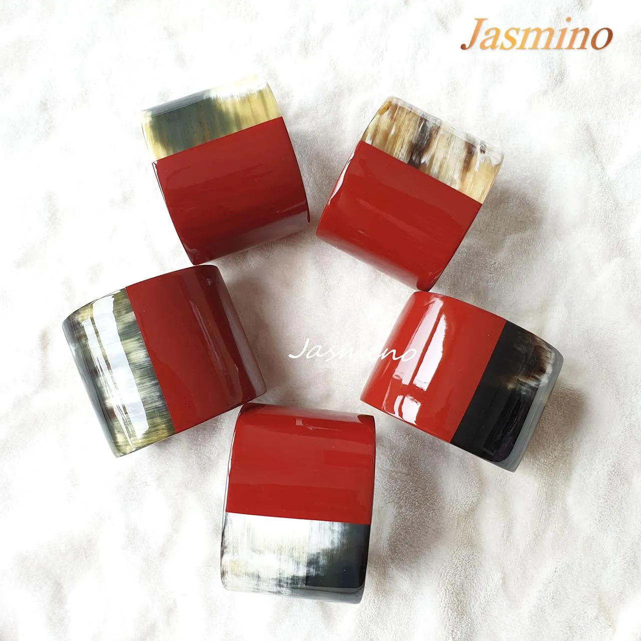 Handmade Bracelet J17610, Sources as Natural Buffalo Horn and Lacquer