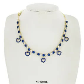 Heart Charms Choker Necklace N 7168 BL