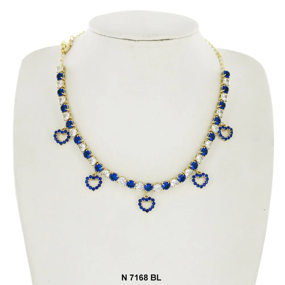 Heart Charms Choker Necklace N 7168 BL