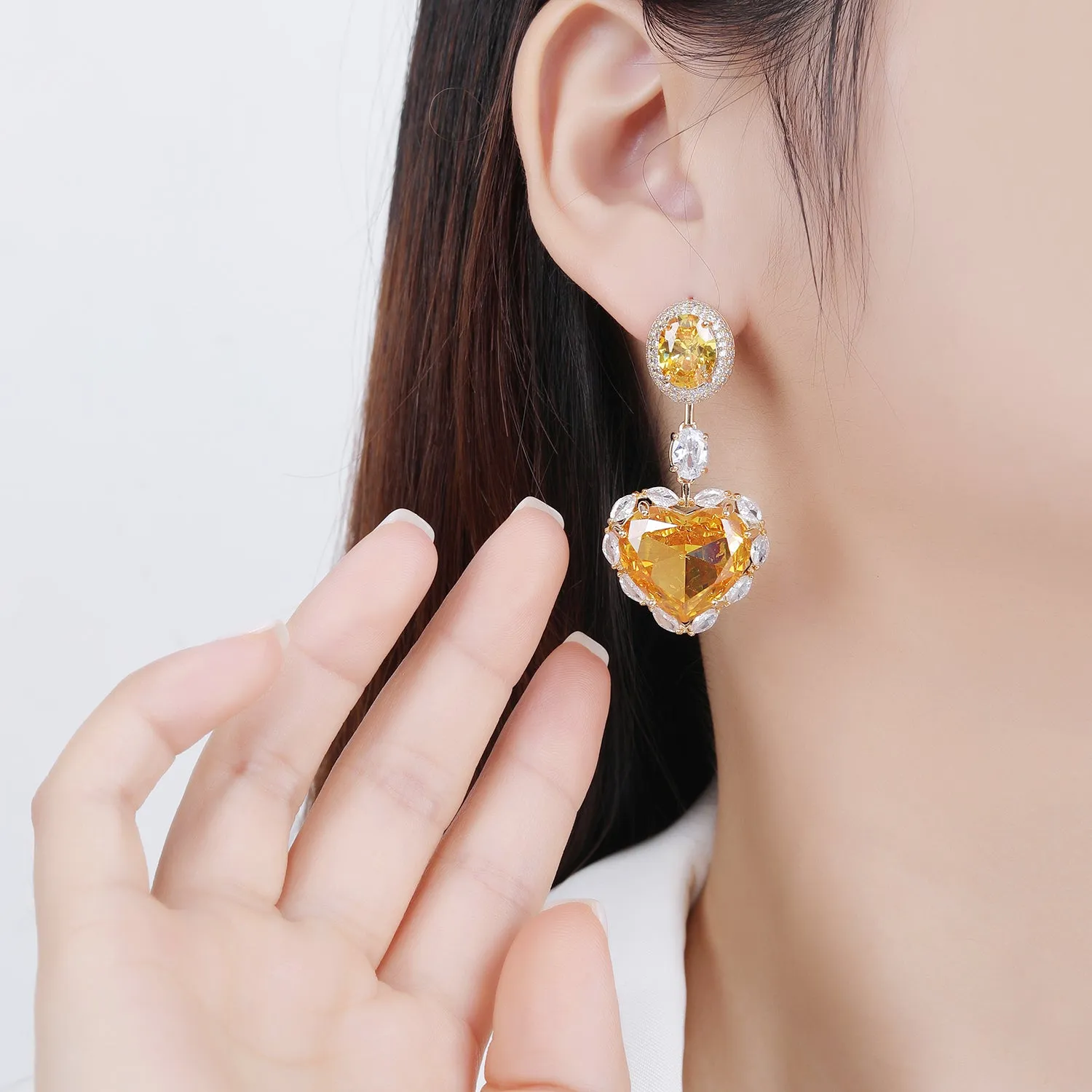 Heart Cubic Zircon Earring for Bride, Love Style Girl Accessories Jewelry CE11619