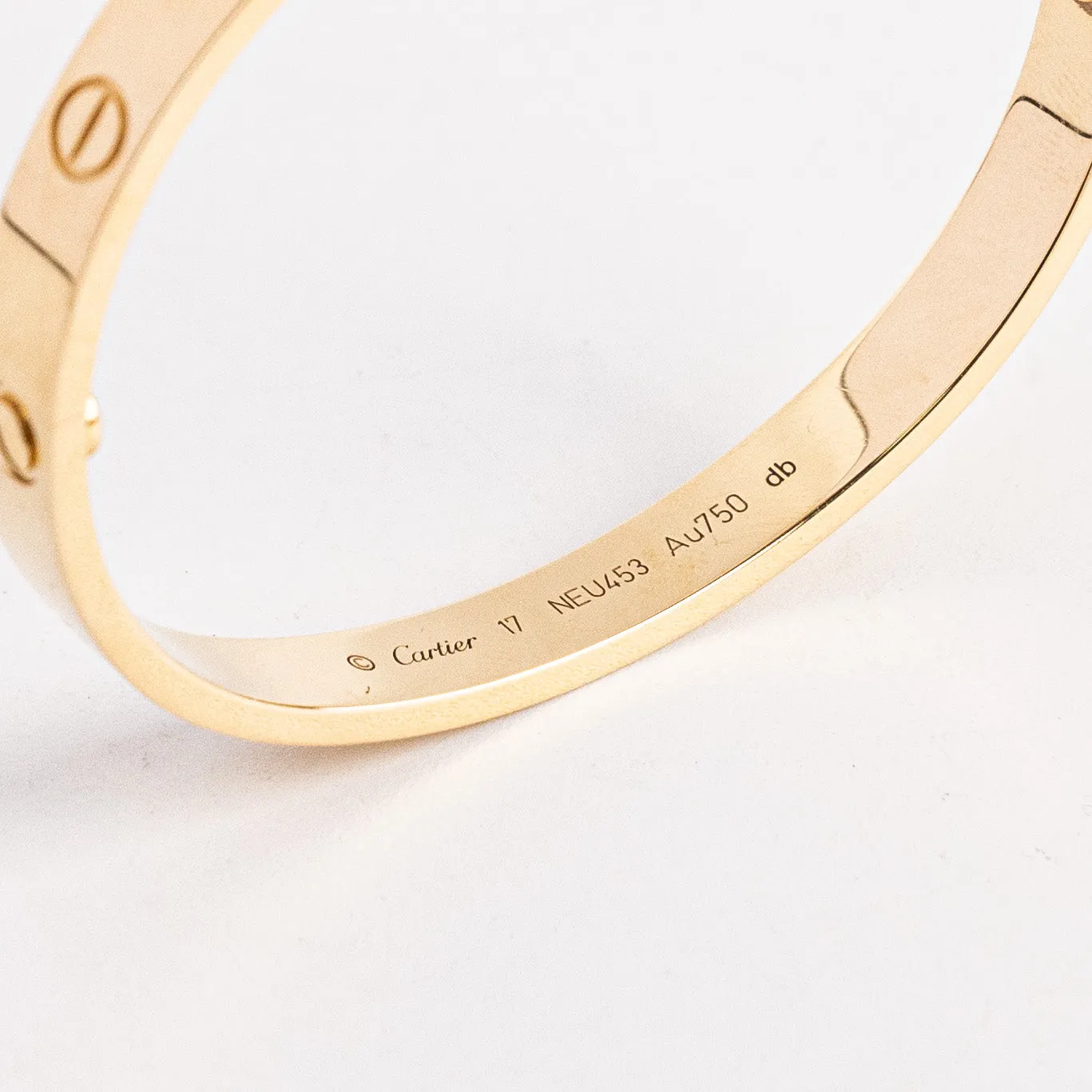 Hold BCCartier Love Bracelet Size 17 Yellow Gold