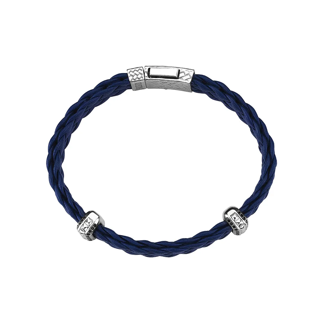 Iconic Elements Leather Bracelet in Silver