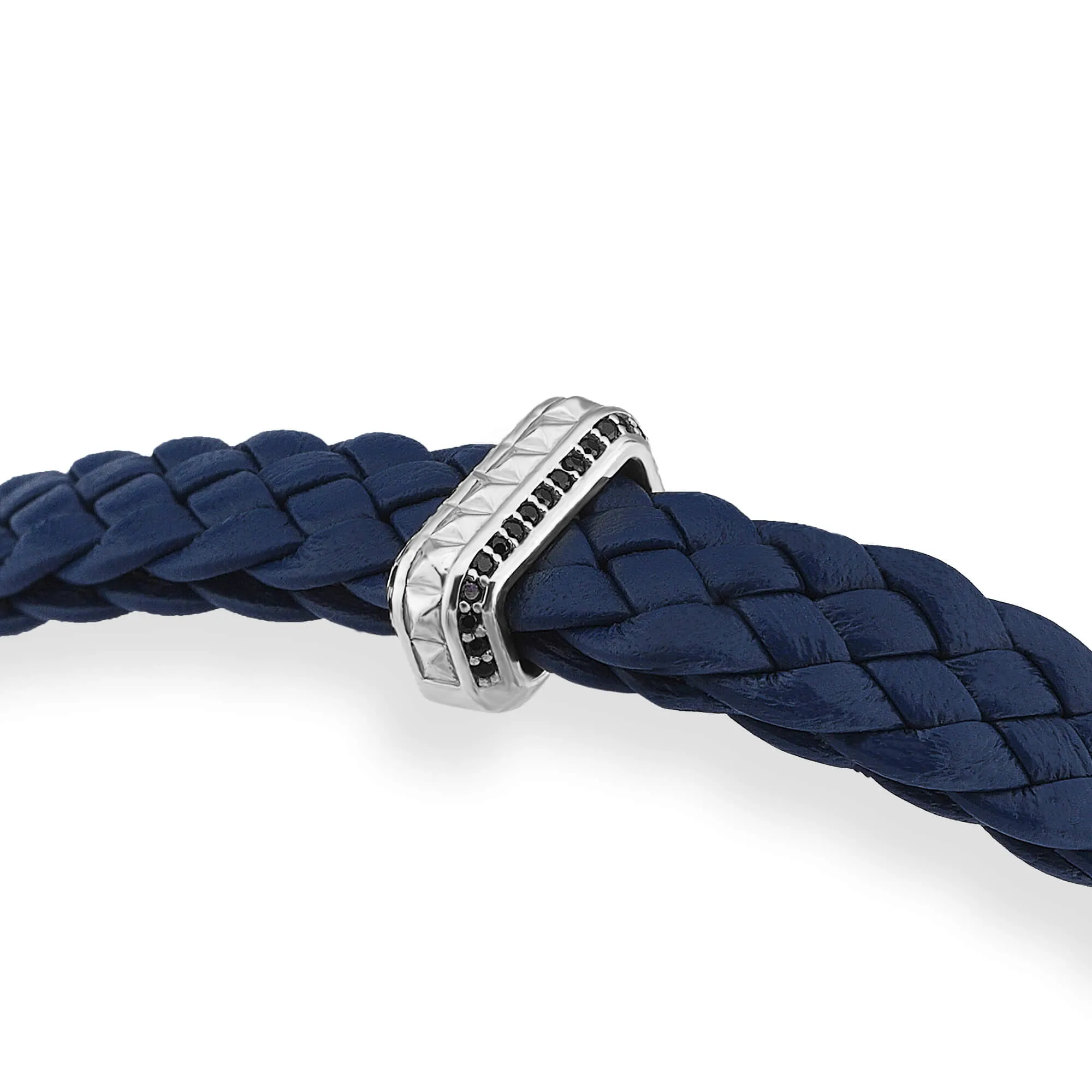 Iconic Elements Leather Bracelet in Silver