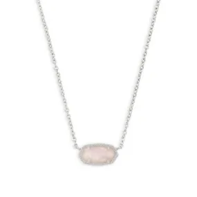 Kendra Scott Elisa Necklace Rhodium Rose Quartz