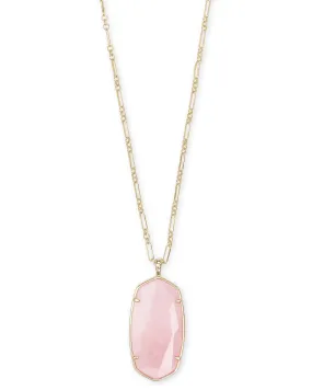 Kendra Scott Faceted Reid Necklace - Gold Rose Quartz