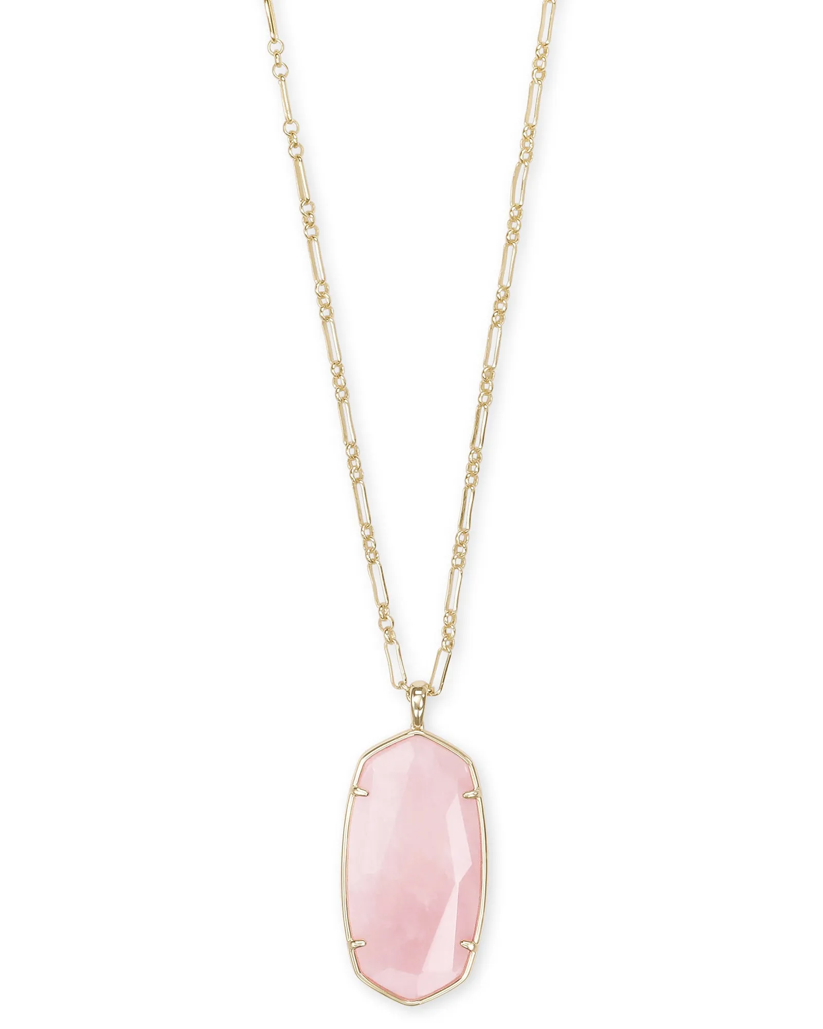 Kendra Scott Faceted Reid Necklace - Gold Rose Quartz