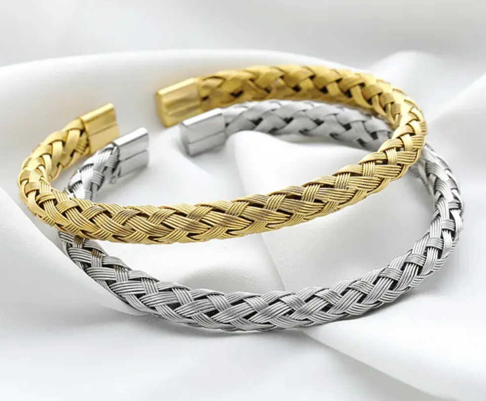 Knitted Bangle Cuff Bracelets for Men