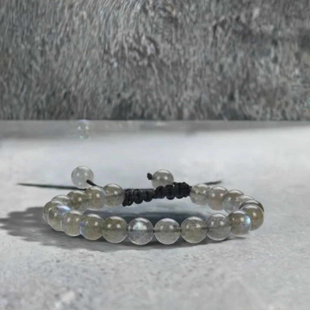 Labradorite Adjustable Rope Bracelet | Real Stone for Intuition & Protection