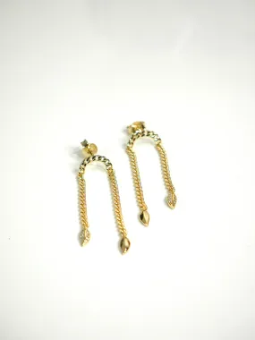 Leaf Earrings, .925 Sterling Silver Arch Dangle Zircom Luxury Statement Earrings