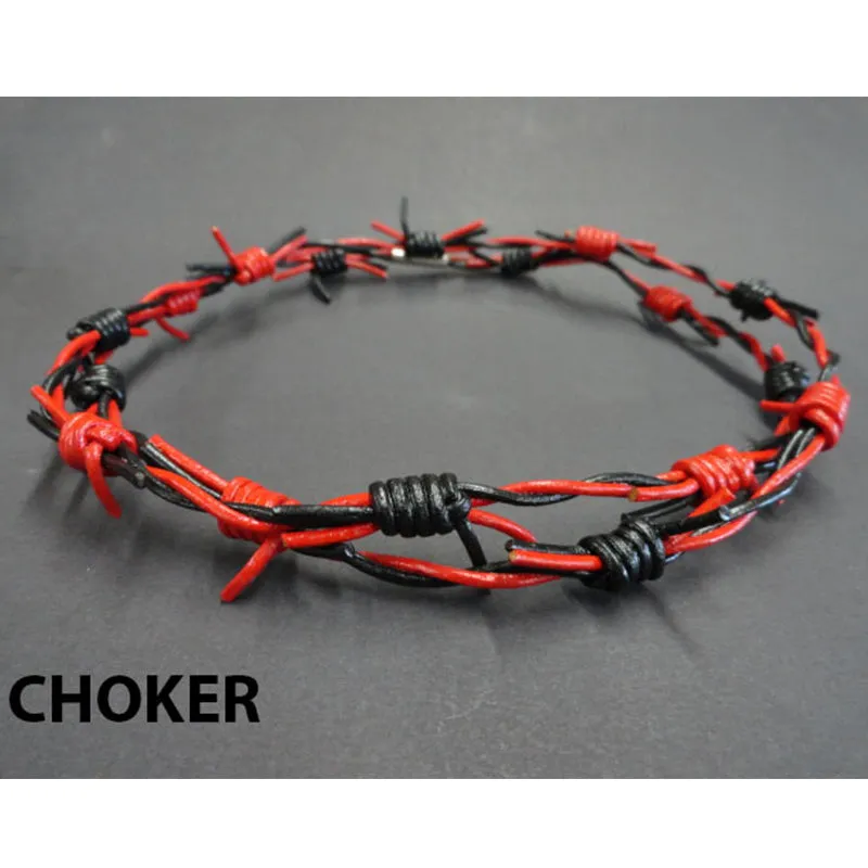 Leather Barbed Wire Choker