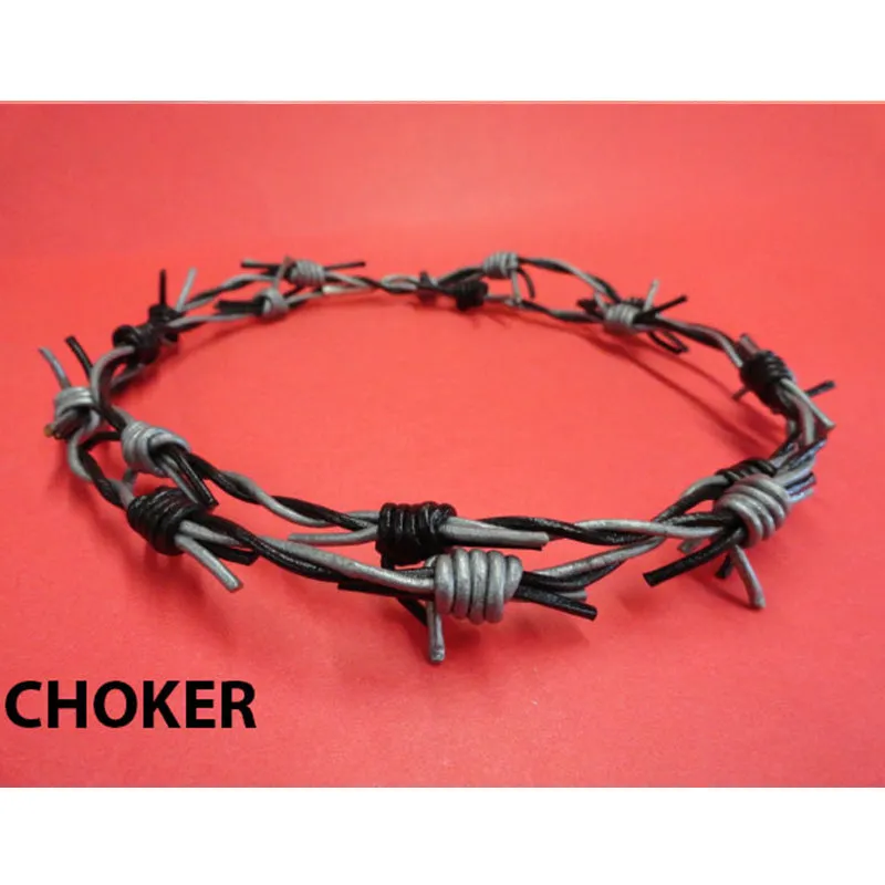 Leather Barbed Wire Choker