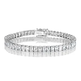 Ling 16 Carat Emerald Cut Lab-Grown Single Row Diamond Tennis Bracelet in 14k White Gold