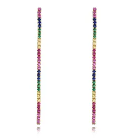 Long Tassel with Colourful Zircon Silver Drop Earrings for Women