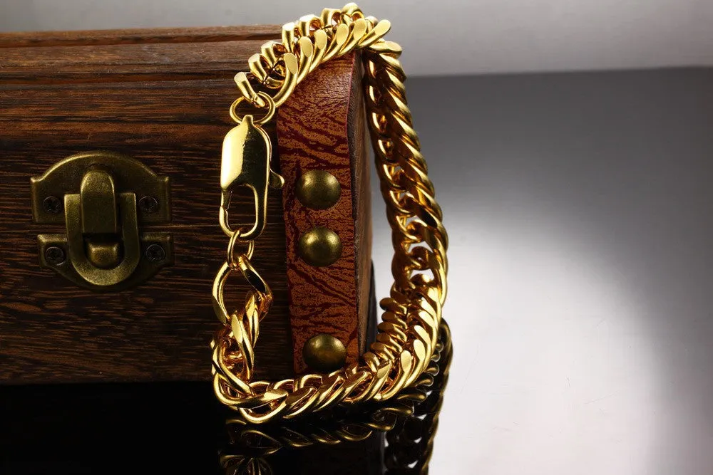 Luxury weddings jewelry 18K Gold plated bracelet men gold plated chain bracelet jewelry men's bracelet chain
