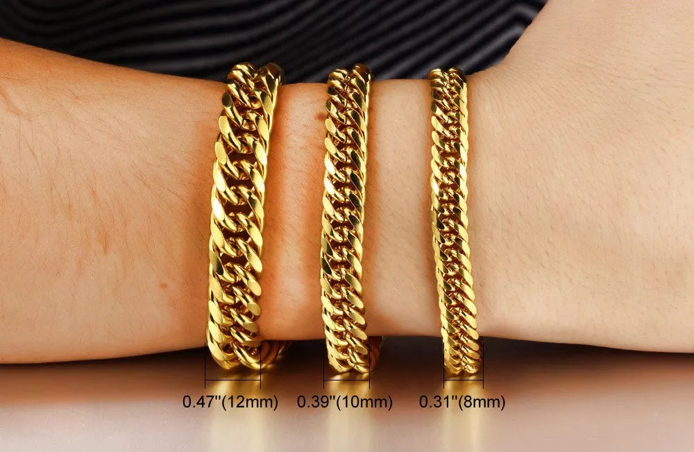 Luxury weddings jewelry 18K Gold plated bracelet men gold plated chain bracelet jewelry men's bracelet chain