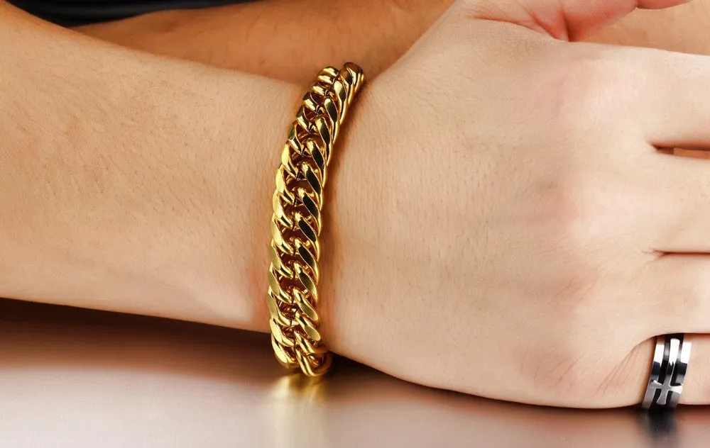 Luxury weddings jewelry 18K Gold plated bracelet men gold plated chain bracelet jewelry men's bracelet chain