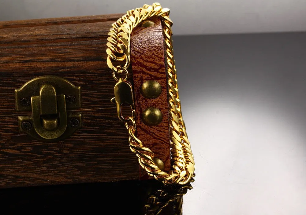 Luxury weddings jewelry 18K Gold plated bracelet men gold plated chain bracelet jewelry men's bracelet chain