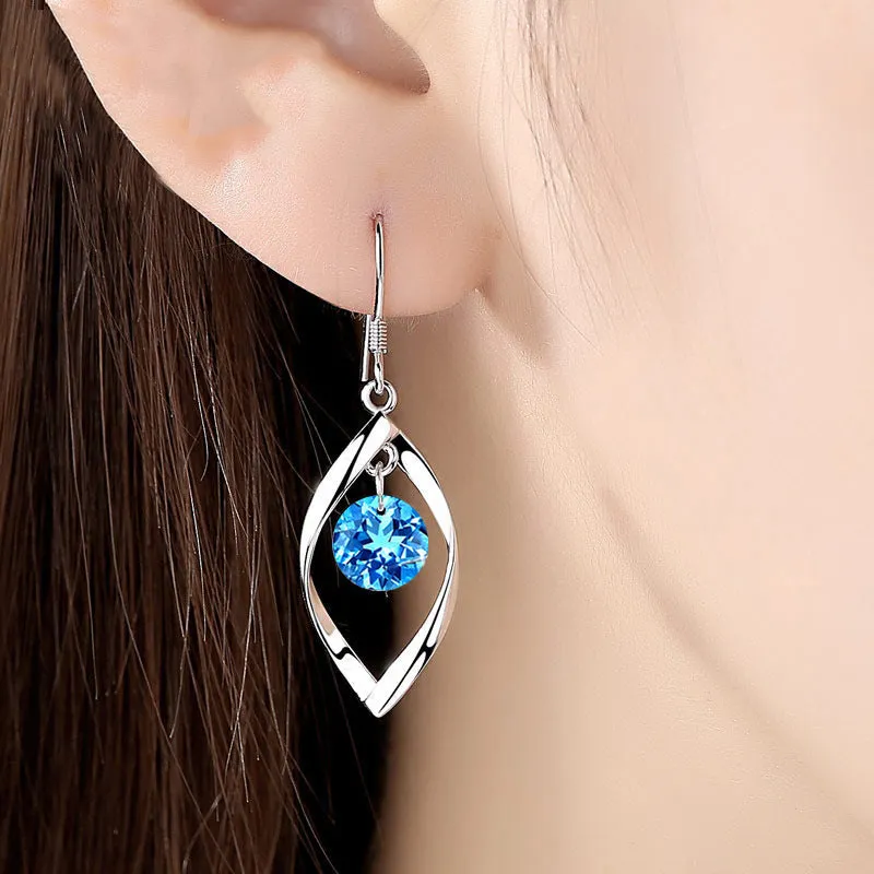 Marquise Shape with Zircon Silver Drop Earrings for Women
