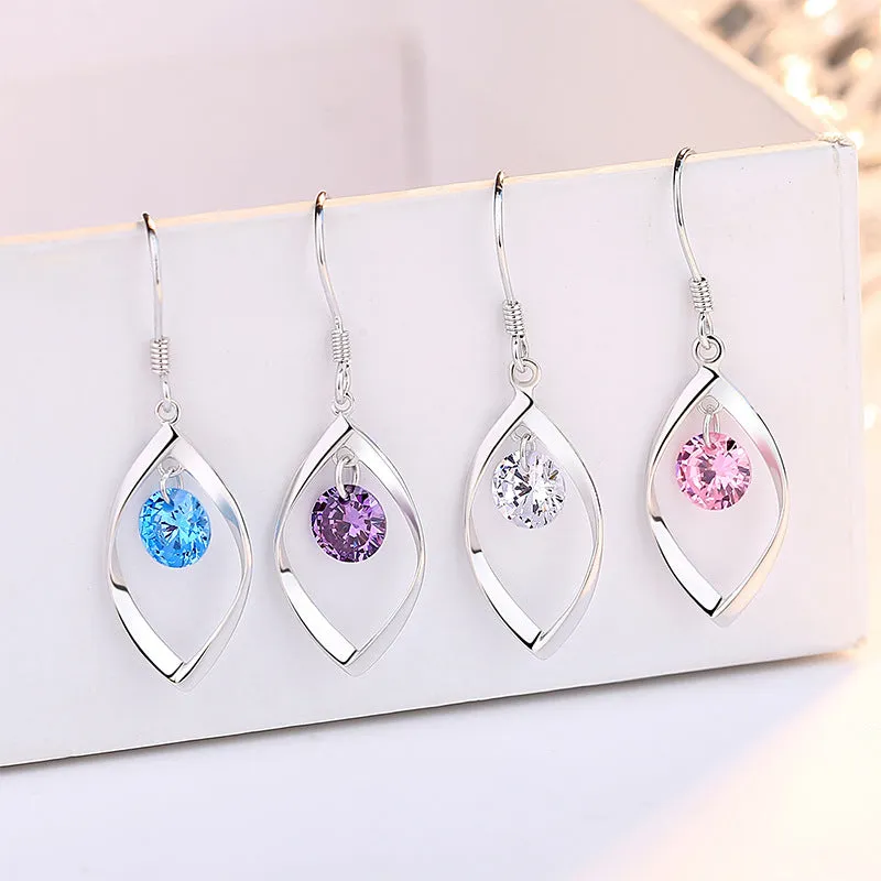 Marquise Shape with Zircon Silver Drop Earrings for Women