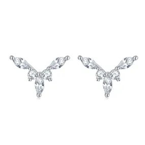 Marquise Zircon Y-shape Silver Studs Earrings for Women