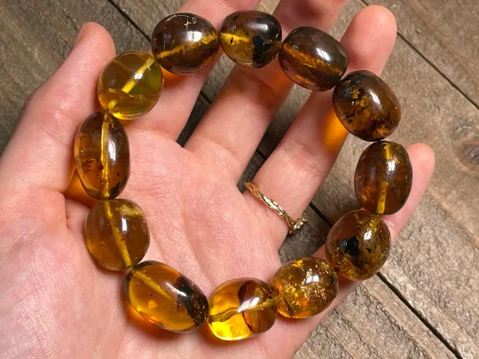 Mexican AMBER Crystal Bracelet - Beaded Bracelet, Handmade Jewelry, Healing Crystals and Stones, 48436