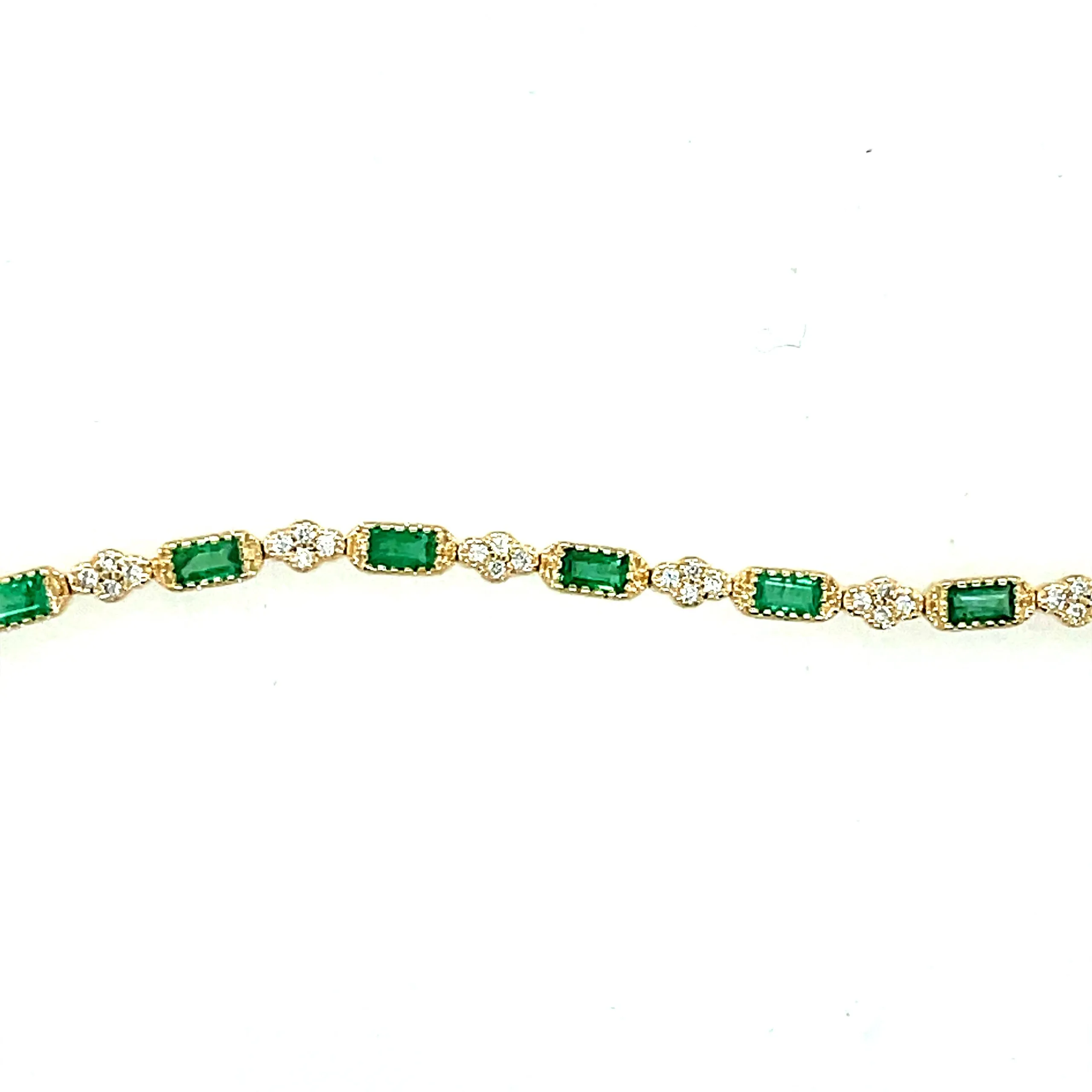 Milgrain Green Emerald Diamond Bracelet