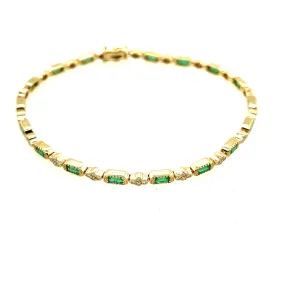 Milgrain Green Emerald Diamond Bracelet