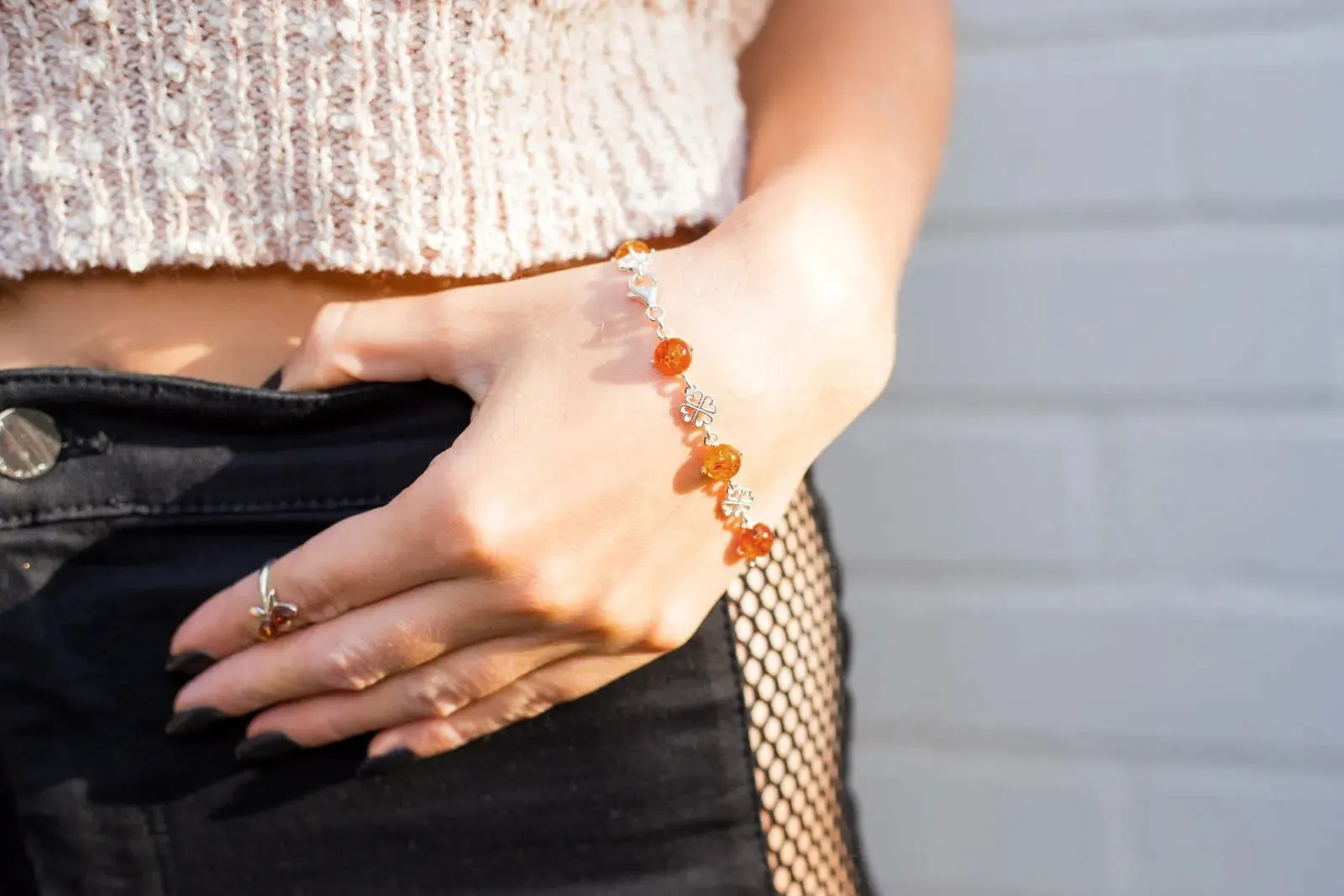 Minimal Heart Amber Bracelet