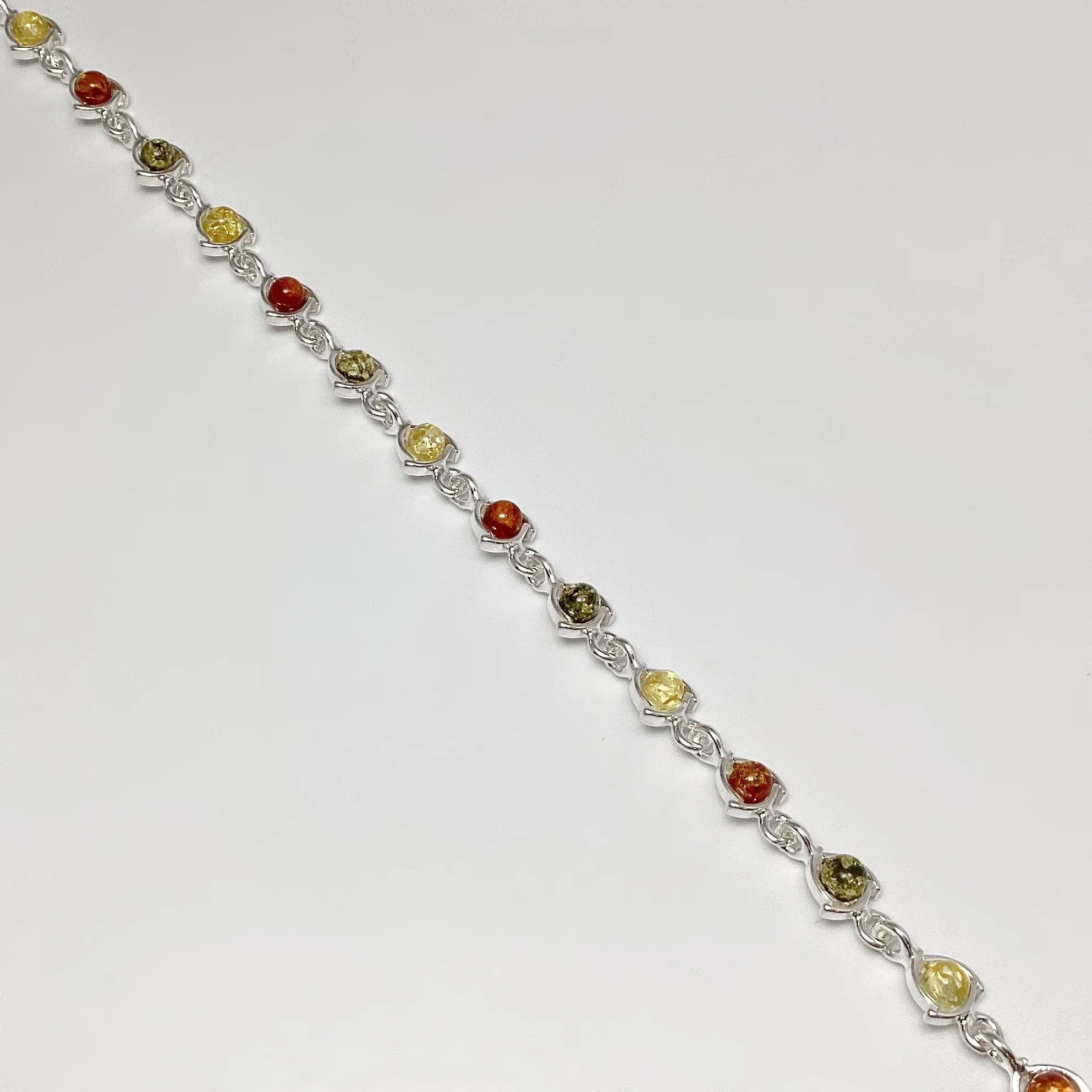 Mixed Amber Sterling Silver Bracelet