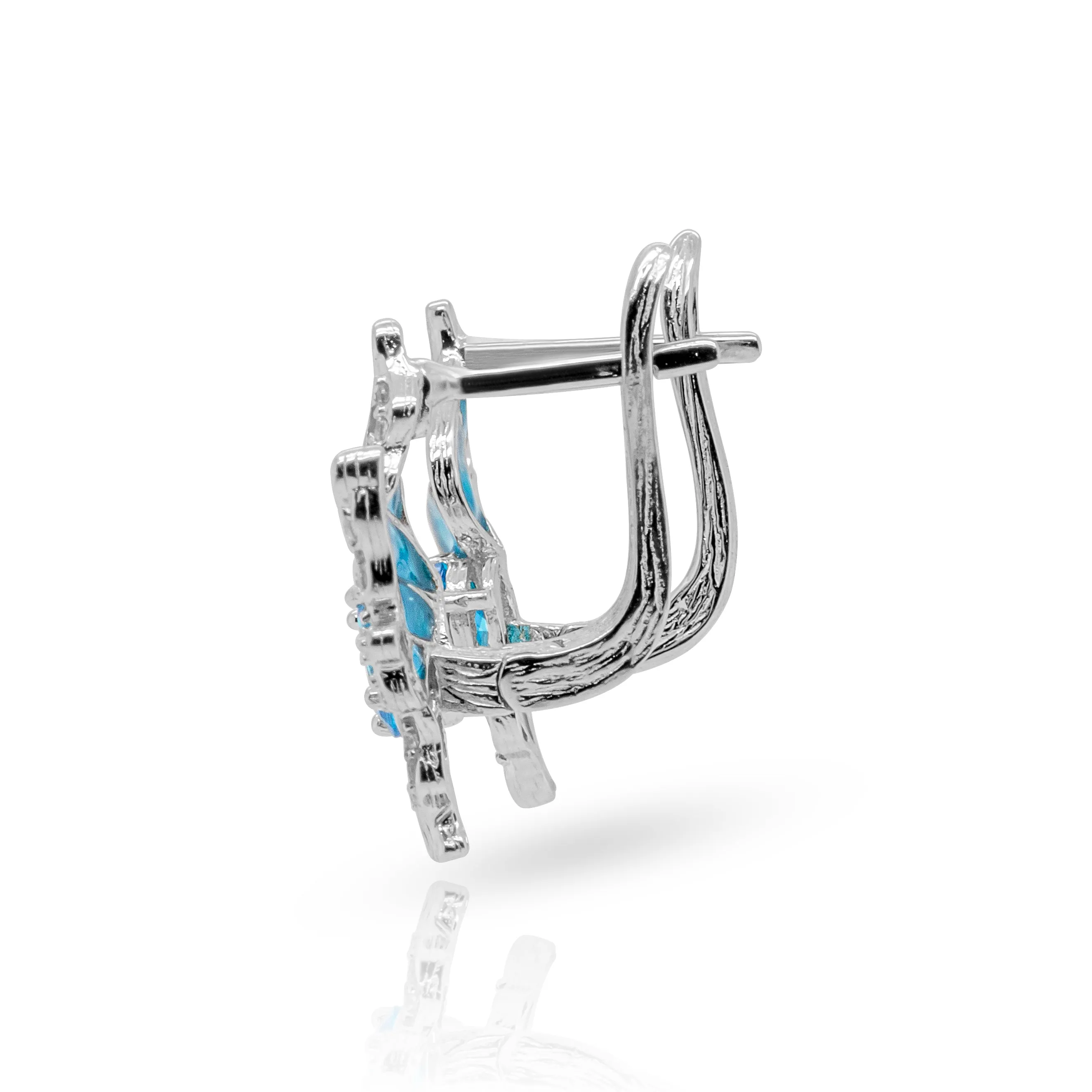 Morpho Blue Zircon Earrings in Sterling Silver