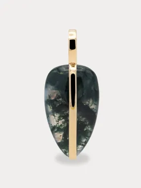 Moss Agate small pebble pendant | 14K