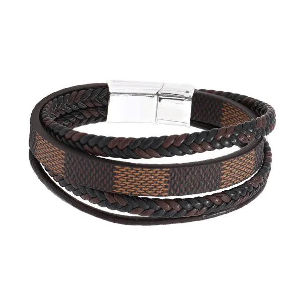 Multi-Layer Leather Mixed Rope Braided Bracelet 多層皮革混合繩編織手鍊 KJBR16244