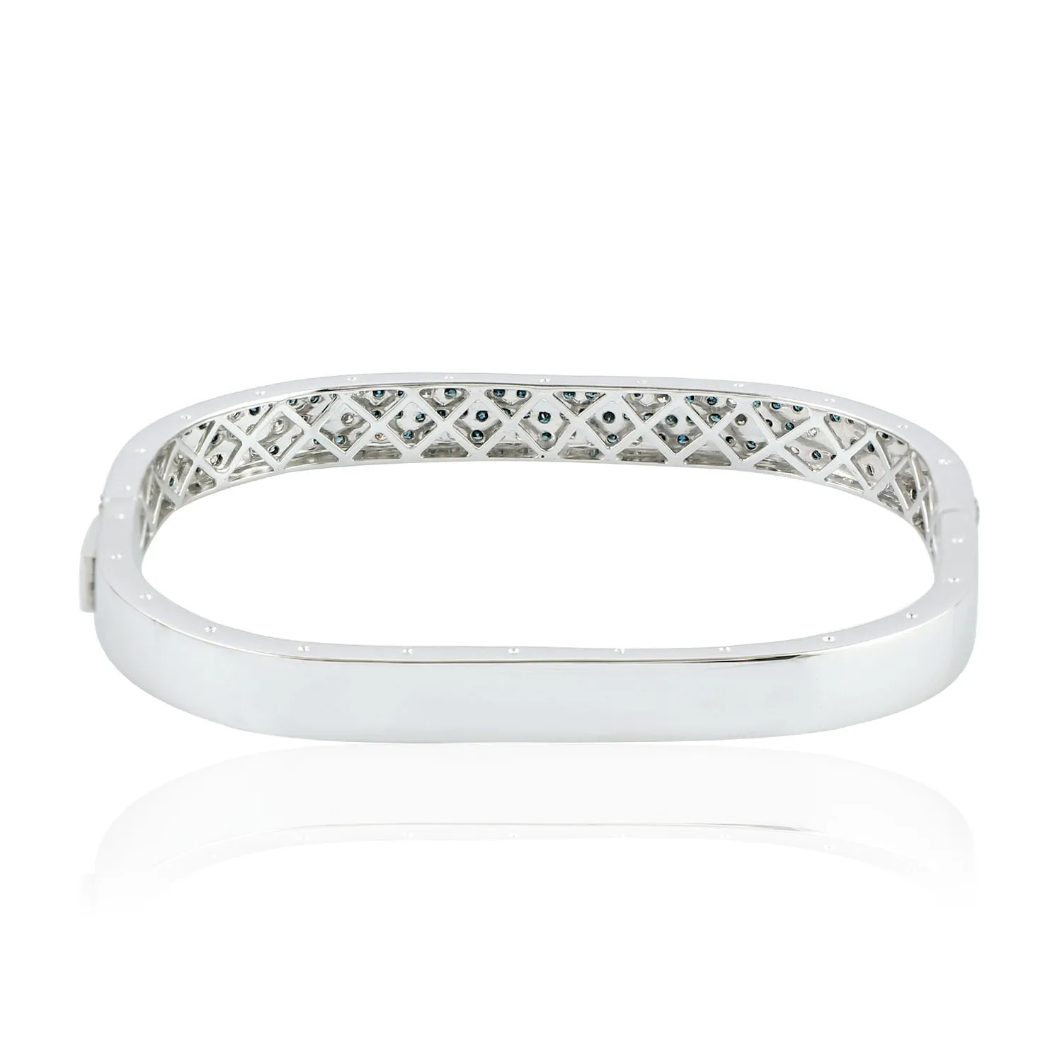 Multicolor Pave Diamond Bangle 18k White Gold Handmade Jewelry