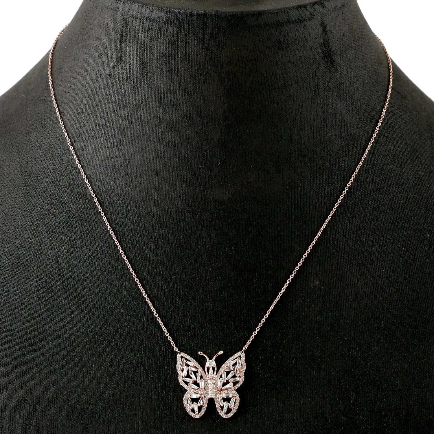 Natural Diamond Choker Necklace 18k Rose Gold Jewelry