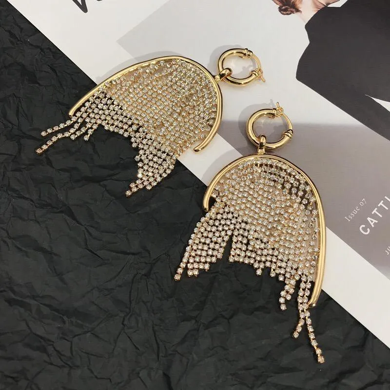 Natural Pearl Zircon Tassel Earrings