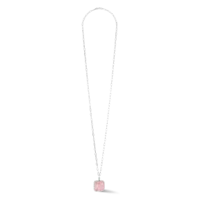 Necklace OE Amulet Square Rose Quartz silver-pink