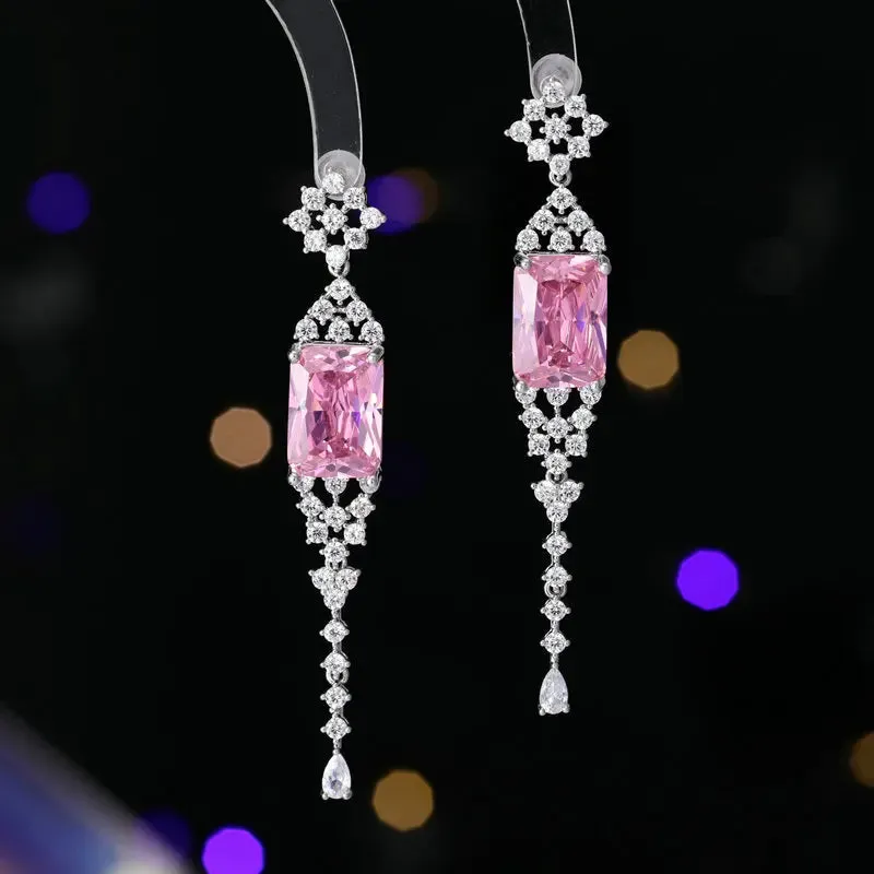 New Fashion Cubic Zirconia Sparkling Long Tassel Earrings, Wedding Bride Jewelry LYI189