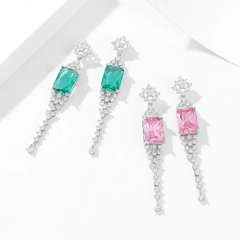 New Fashion Cubic Zirconia Sparkling Long Tassel Earrings, Wedding Bride Jewelry LYI189
