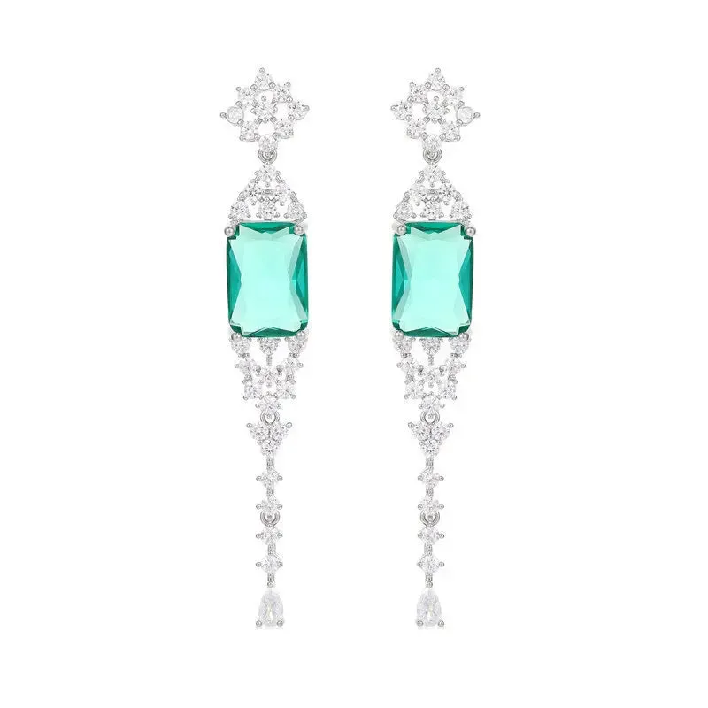 New Fashion Cubic Zirconia Sparkling Long Tassel Earrings, Wedding Bride Jewelry LYI189