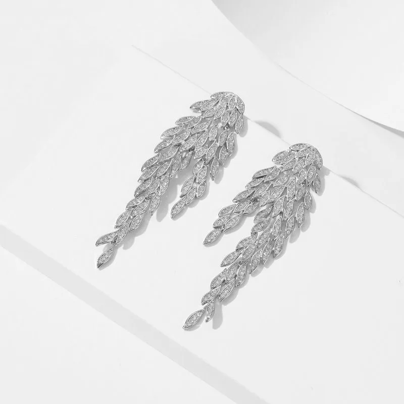 New Trendy cubic zirconia Multi-layered tassel tree leaves earrings women wendding ear jewelry party dress accessories LYJ070